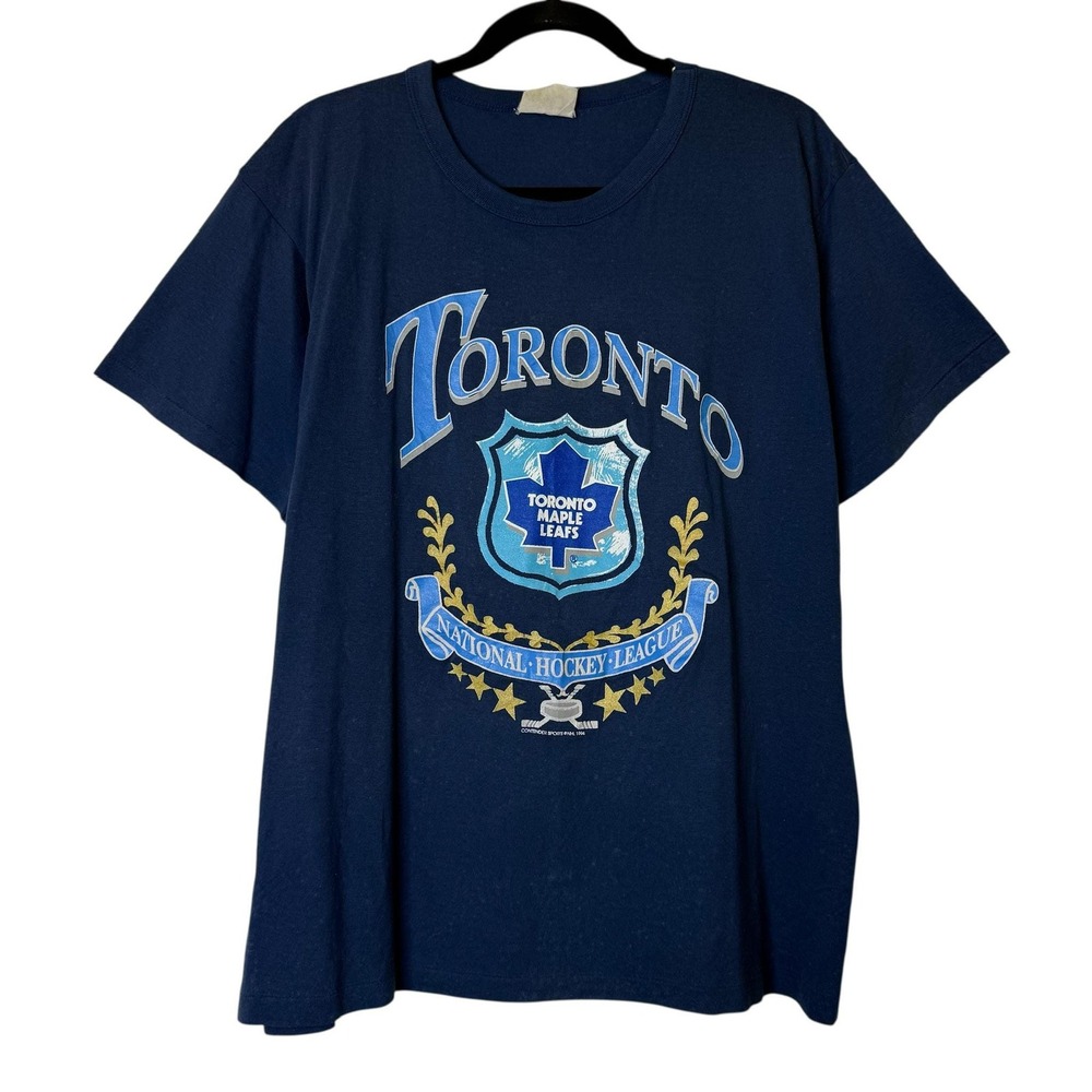 VTG 1990 Toronto Maple Leafs Big Graphic NHL T Shirt Sz XL b645